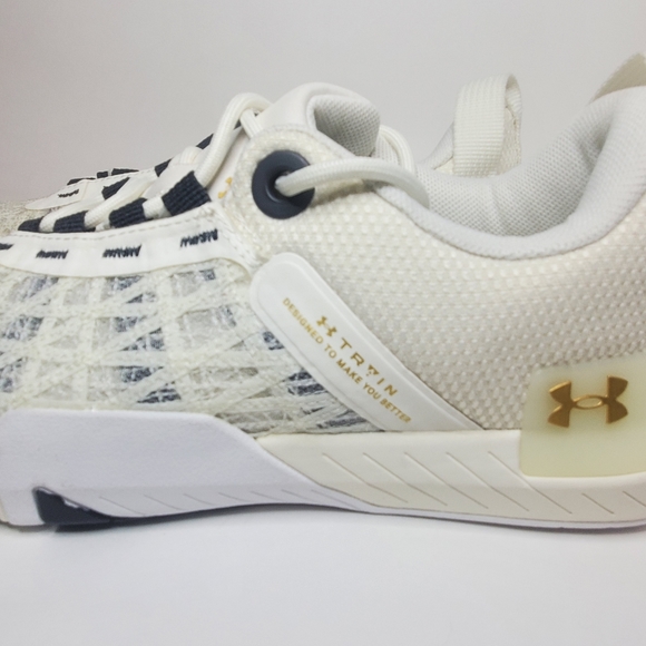 Under Armour WMNS TRIBASE REIGN 5 'IVORY METALLIC GOLD' Sz 9.5 - Picture 5 of 9